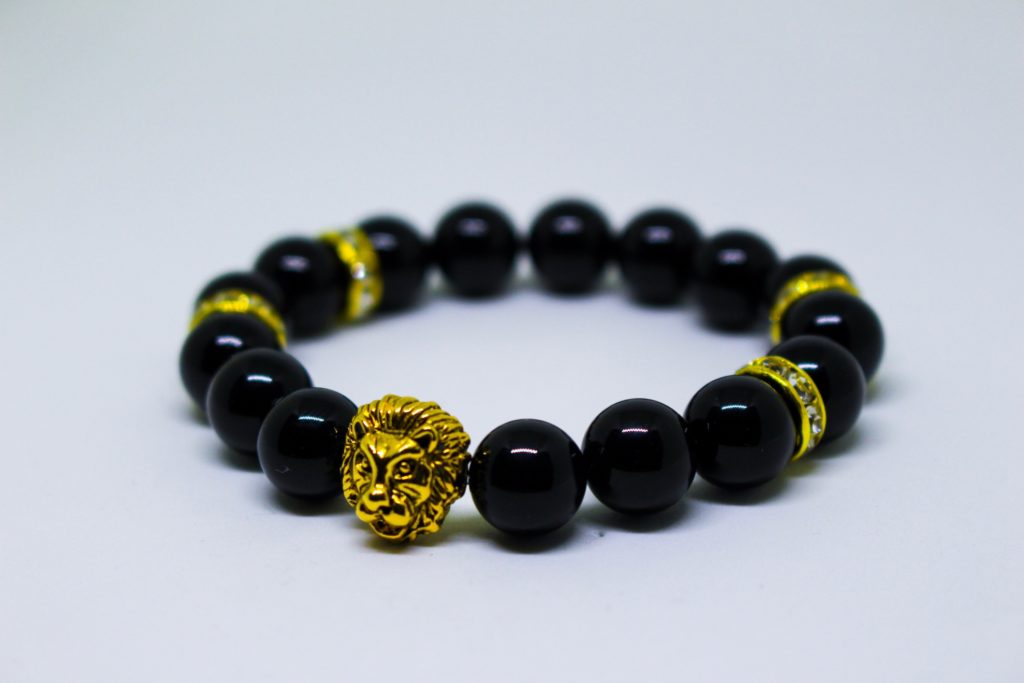 Lion of Judah Bracelet (Onyx Crystals) 10mm Beads | RockYourLocs