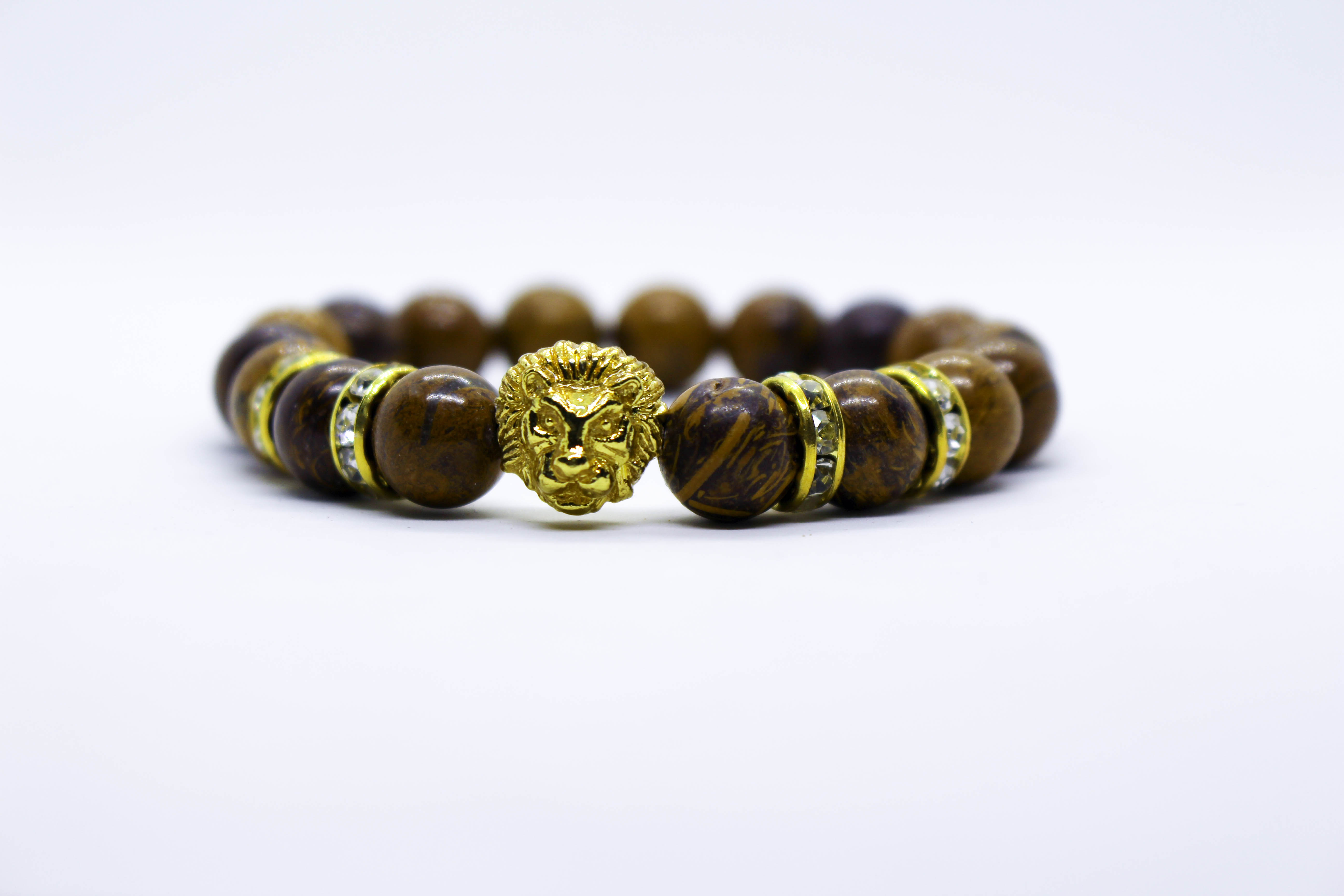 Lion of Judah Bracelet (Leopard Skin Jasper Crystals) 10mm Beads |  RockYourLocs
